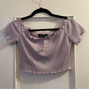 LAST CHANCE! Gone 11/28! Lavender off shoulder crop top